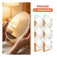Pack6 Reflejo Ovalado Doble Elegante 15cm con Base Madera Hogar